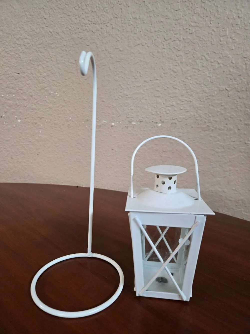 Quaint White Railroad Mini Candle Lantern Tabletop Centerpieces/Decor Set of 2